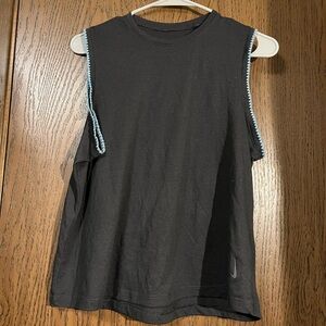 Nike Black Sleeveless Activewear Top with Blue Trim